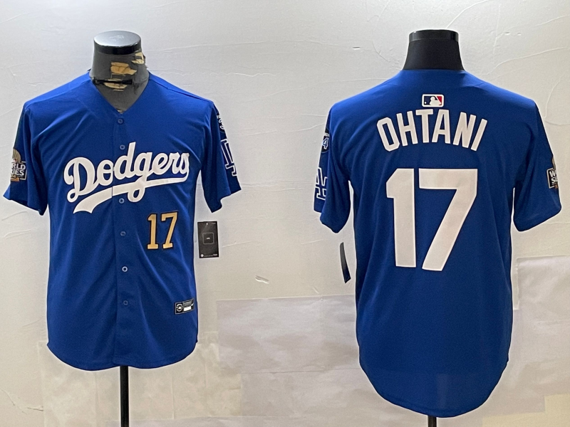 Men Los Angeles Dodgers #17 Ohtani 2024 World series patch blue jersey 20241120124->los angeles dodgers->MLB Jersey